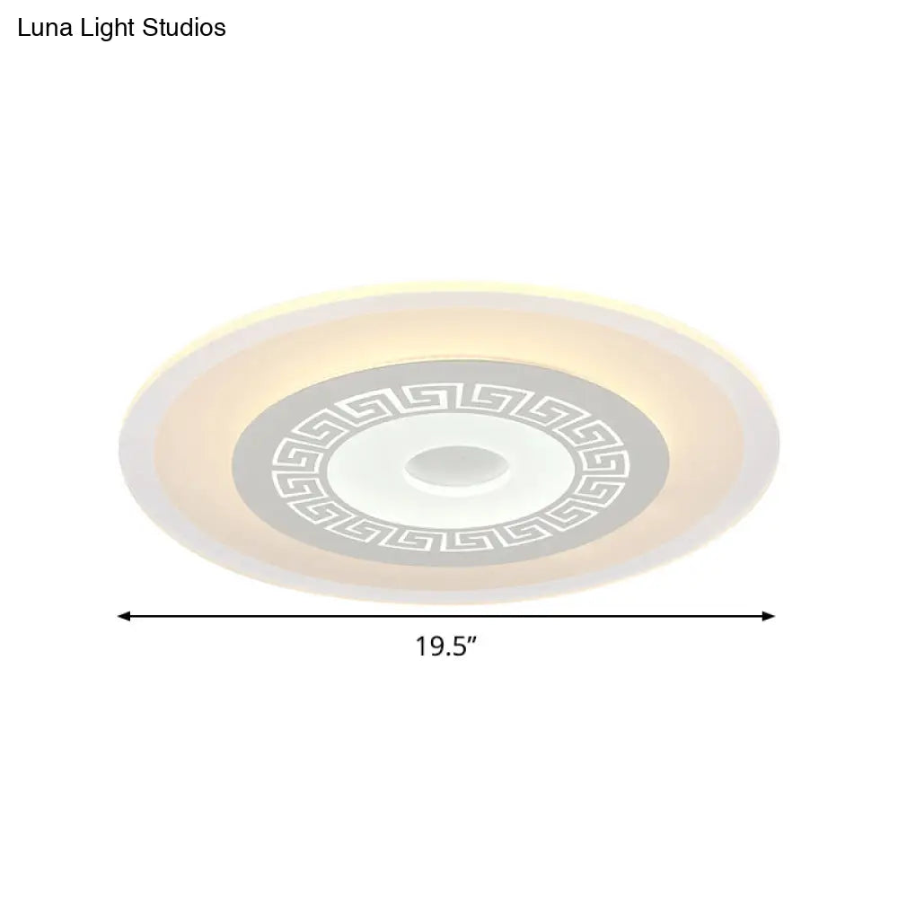 Lámpara de techo LED DecorBites™ estilo chino, disco blanco ultrafino, 16"/19.5"/23.5" de ancho, montaje empotrado en acrílico, luz cálida/blanca