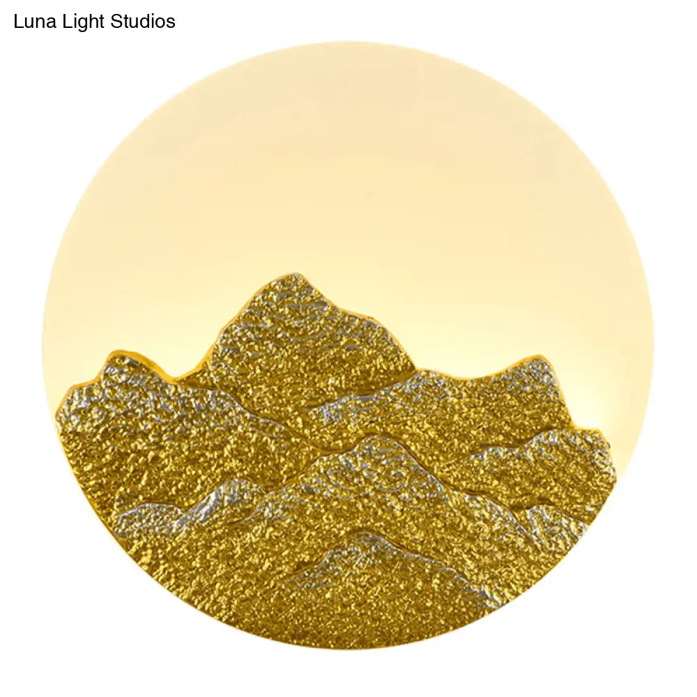 Lámpara de pared LED con mural de resina de loto blanco chino y luna de montaña para habitación de invitados