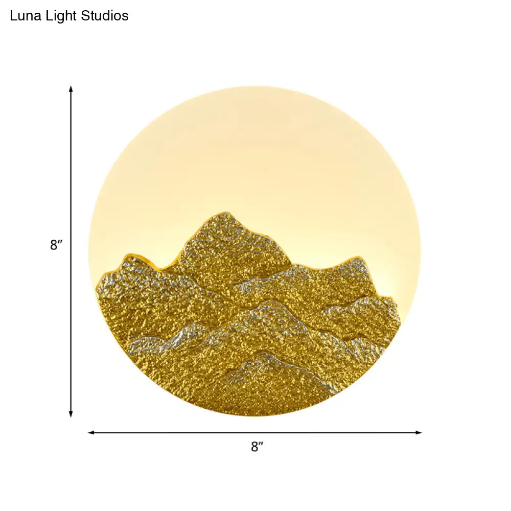 Lámpara de pared LED con mural de resina de loto blanco chino y luna de montaña para habitación de invitados