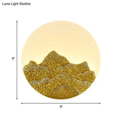 Lámpara de pared LED con mural de resina de loto blanco chino y luna de montaña para habitación de invitados