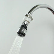 Chrome finished faucet aerator with white plastic collar and black rubber seals for modes kitchen faucet extender