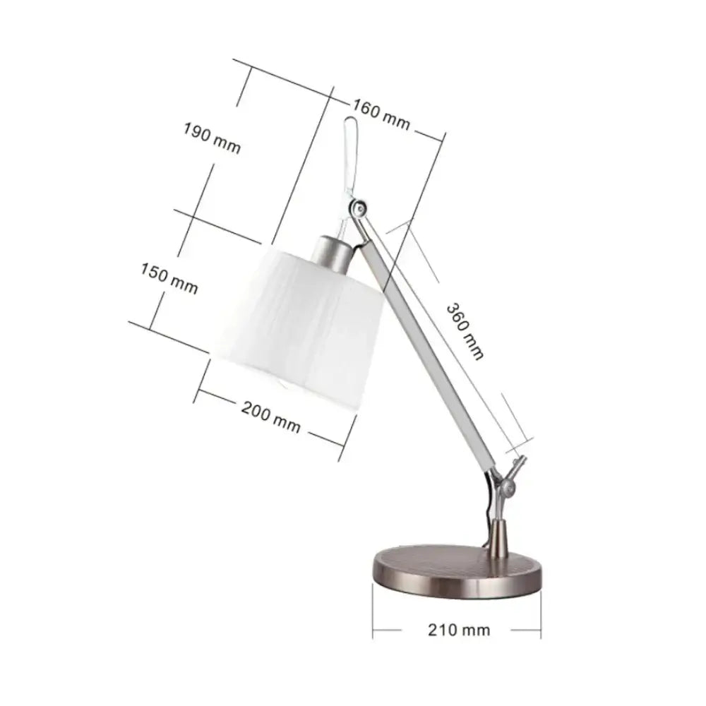 Modern chrome adjustable industrial wall light with silver metallic base, articulated arm, and white fabric shade for bedroom decorbites adjustable industrial style
