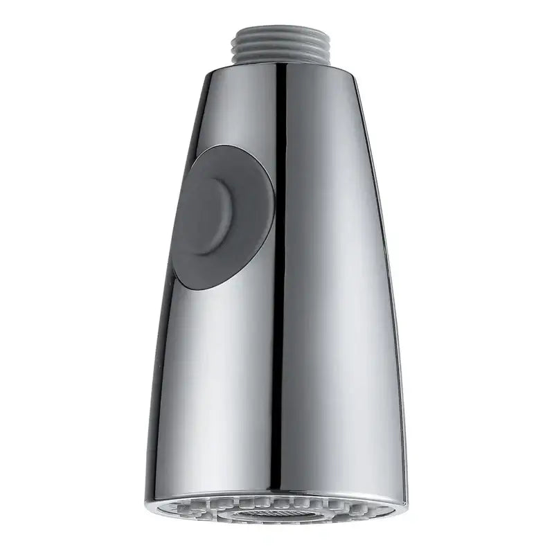 Chrome finished kitchen faucet small shower head replacement with gray control knob and textured nozzle in black