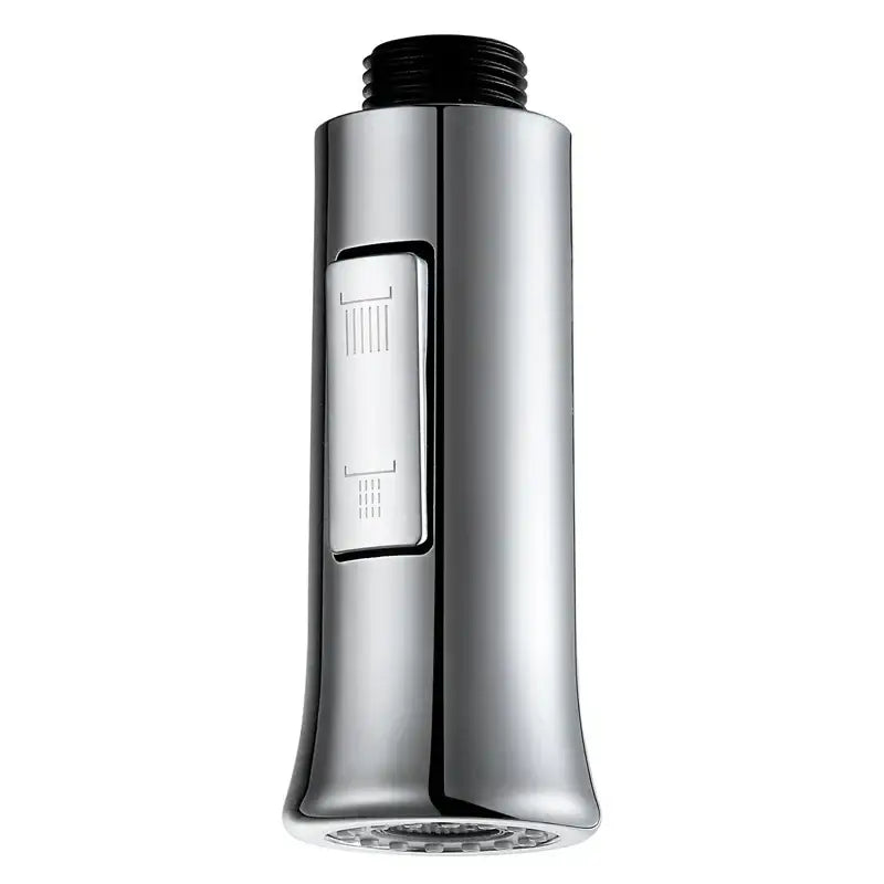 Chrome and black kitchen faucet small shower head replacement with chrome finish and engraved spray pattern control panel