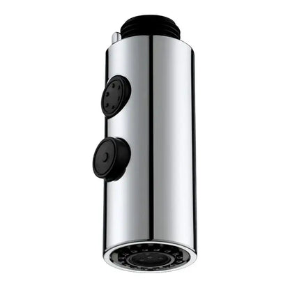 Chrome and black kitchen faucet small shower head replacement with chrome finish and black plastic control knobs