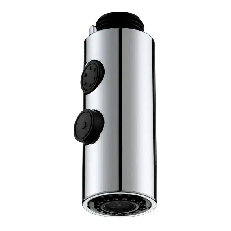 Chrome and black kitchen faucet small shower head replacement with chrome finish and black plastic control knobs