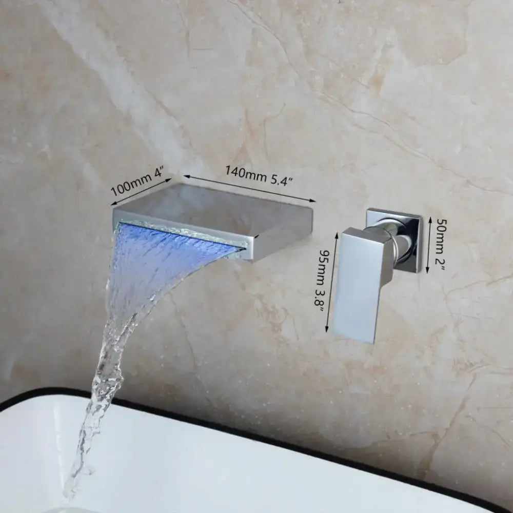 Modern chrome and black led waterfall bathtub faucet with integrated blue led lighting for bathroom decorbites led waterfall