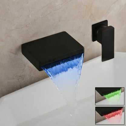 Black matte finish chrome and black led waterfall bathtub faucet with color changing water flow for bathroom wall mount decorbites led waterfall