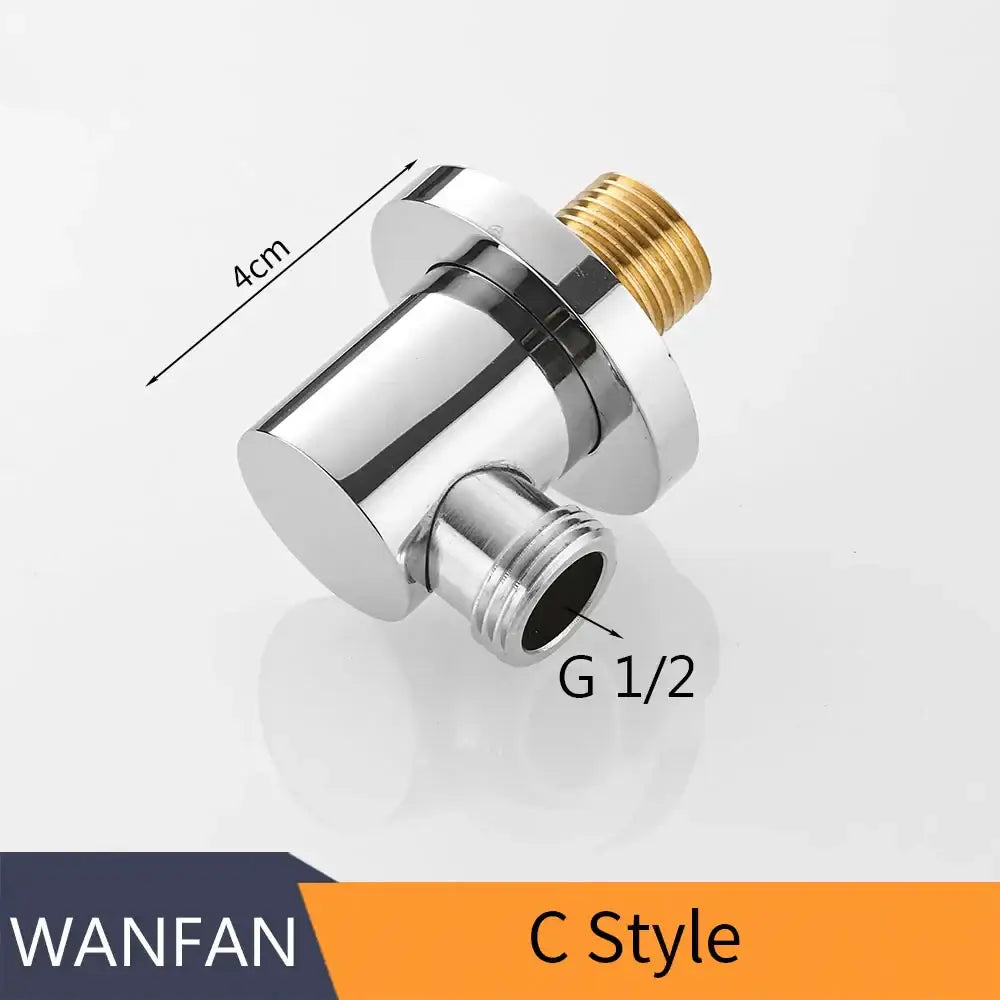 Shiny chrome brass shower diverter valve water separator tee adapter with c-style design and 4cm length for bathroom use