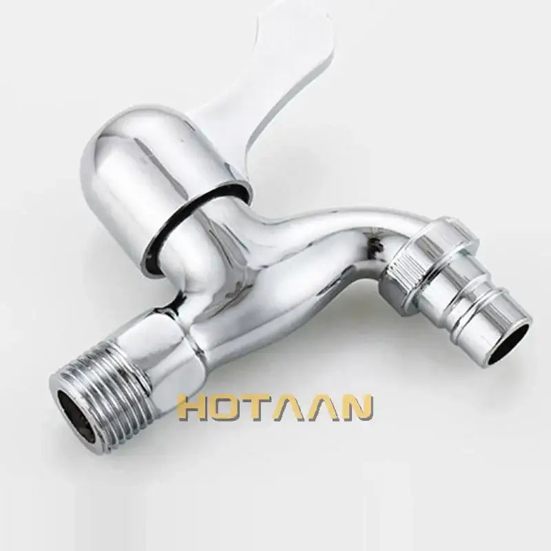 Chrome brass washer bibcock faucet with curved spout and threaded connections for outdoor use by decorbites