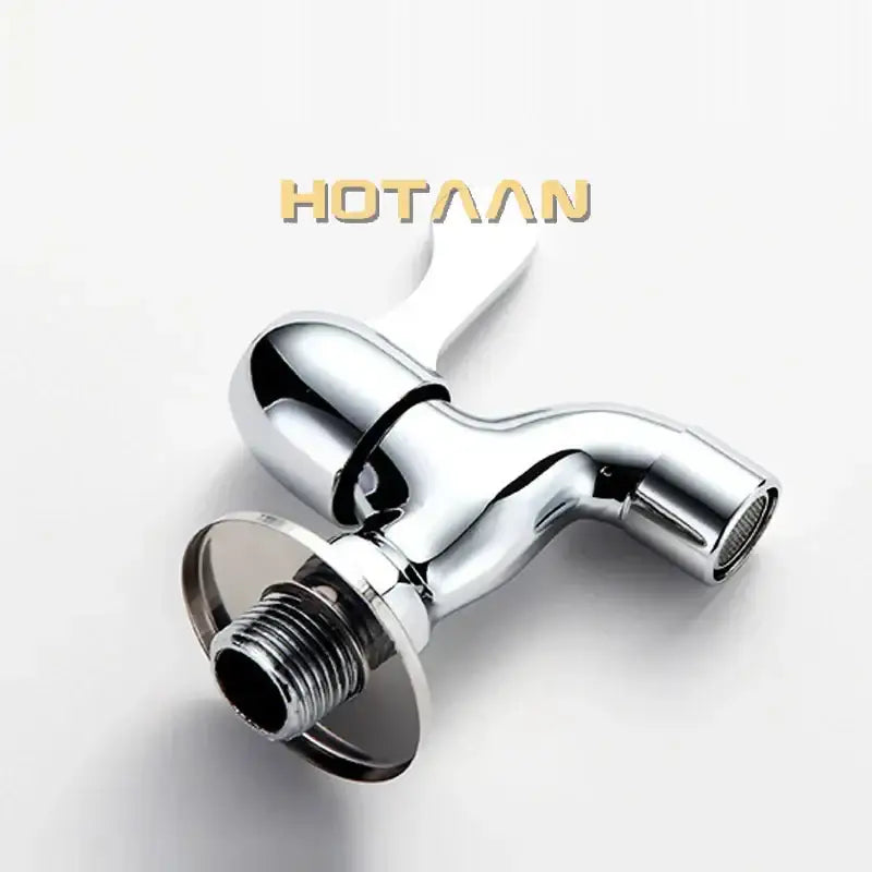 Chrome-finished hotaan brand bibcock faucet with sleek curved spout and single lever brass washer tap for outdoor use