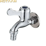 Shiny chrome brass washer tap bibcock faucet with curved spout and ergonomic handle for outdoor use by decorbites