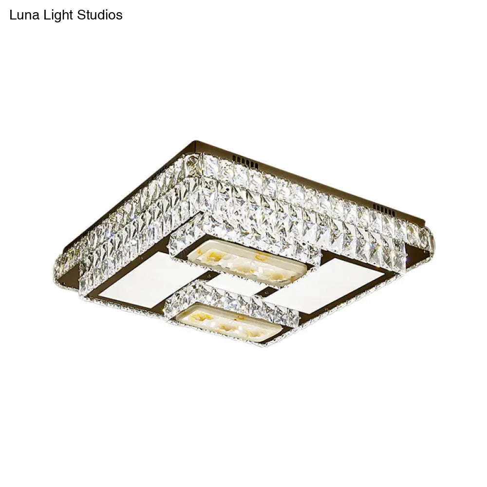 DecorBites™ DecorBites™ Chrome Ceiling Mounted Crystal LED Flush Lamp with Lotus Pattern