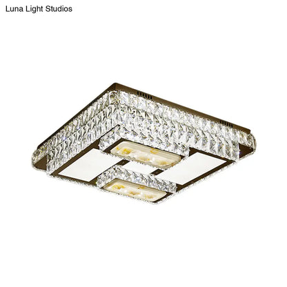DecorBites™ DecorBites™ Chrome Ceiling Mounted Crystal LED Flush Lamp with Lotus Pattern