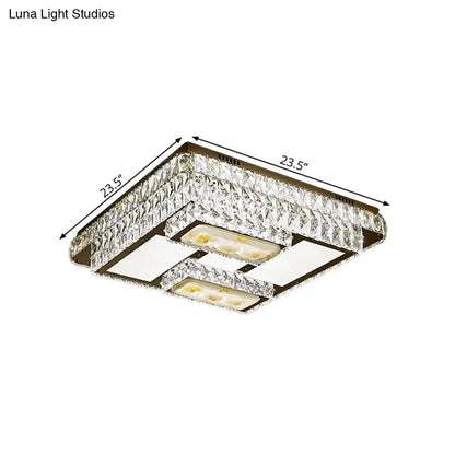 DecorBites™ DecorBites™ Chrome Ceiling Mounted Crystal LED Flush Lamp with Lotus Pattern