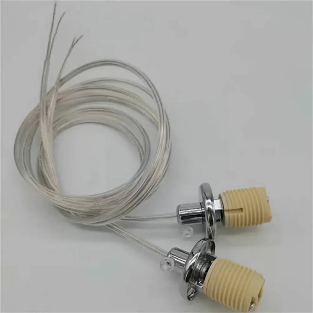 Chrome ceramic lamp thread holder with silver cable lead and beige decorbites g9 ceramic insulators 2pcs for bedroom