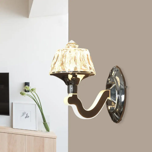 DecorBites™ DecorBites™ Chrome Crystal Cone Wall Sconce: Elegant 1-Light Fixture for Living Room