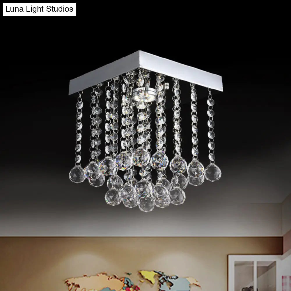 DecorBites™ Chrome Crystal Flush Mount Ceiling Light Fixture with Cascading Crystal Balls