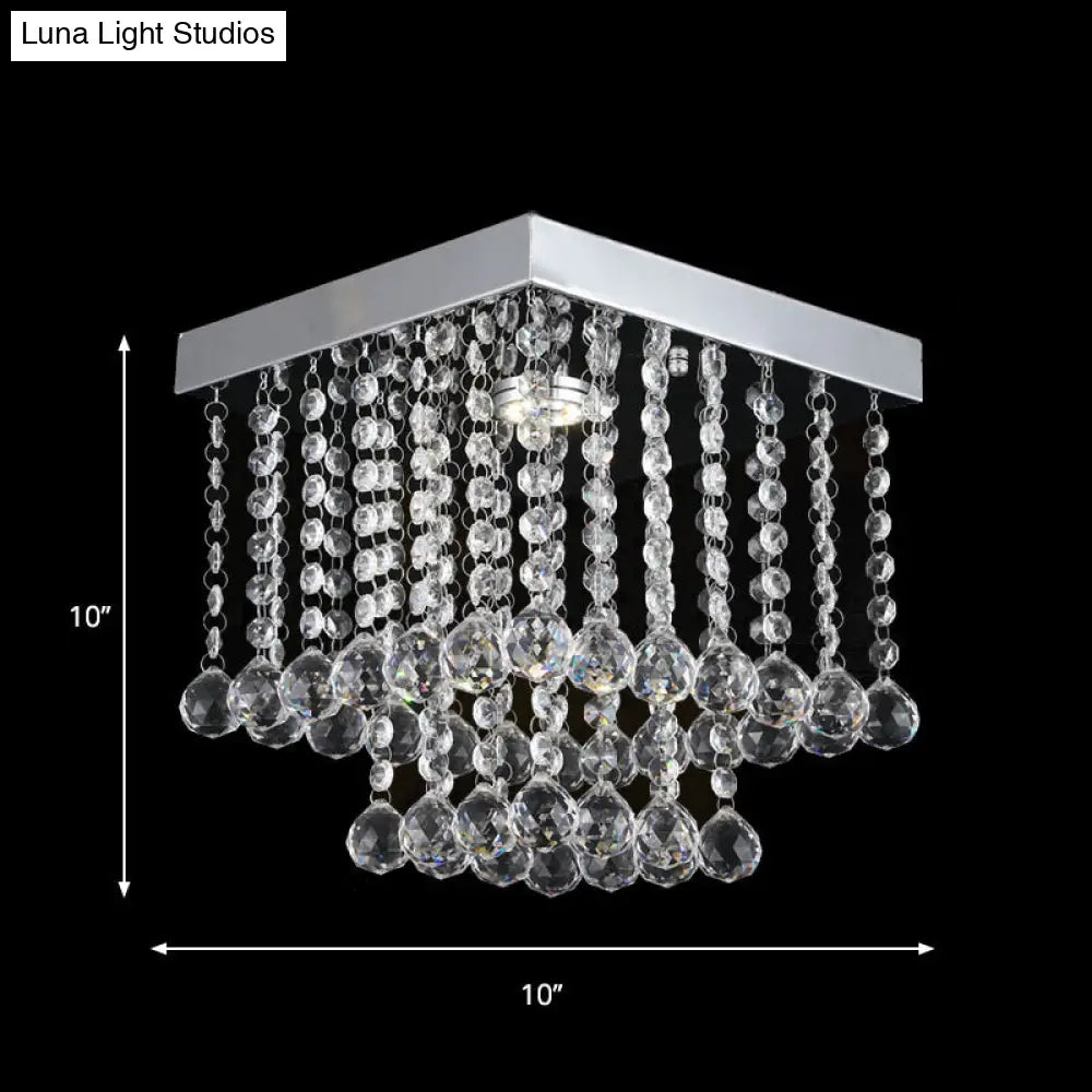 DecorBites™ Chrome Crystal Flush Mount Ceiling Light Fixture with Cascading Crystal Balls