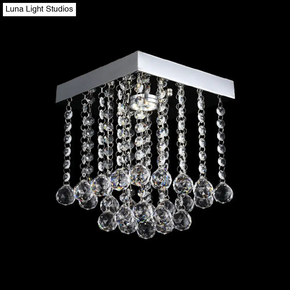 DecorBites™ Chrome Crystal Flush Mount Ceiling Light Fixture with Cascading Crystal Balls