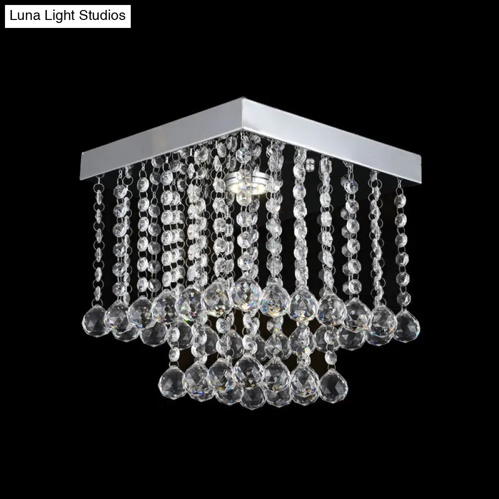 DecorBites™ Chrome Crystal Flush Mount Ceiling Light Fixture with Cascading Crystal Balls