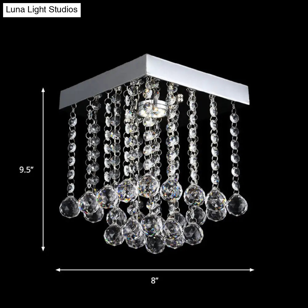 DecorBites™ Chrome Crystal Flush Mount Ceiling Light Fixture with Cascading Crystal Balls