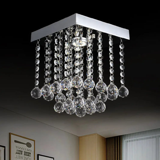 DecorBites™ Chrome Crystal Flush Mount Ceiling Light Fixture with Cascading Crystal Balls