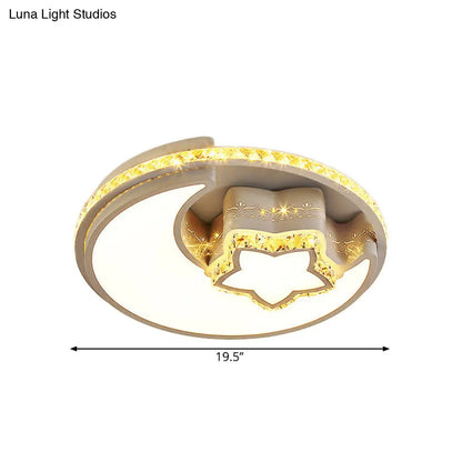 Lámpara de techo LED DecorBites™ Chrome Crystal con diseño de flor/luna Simplicity