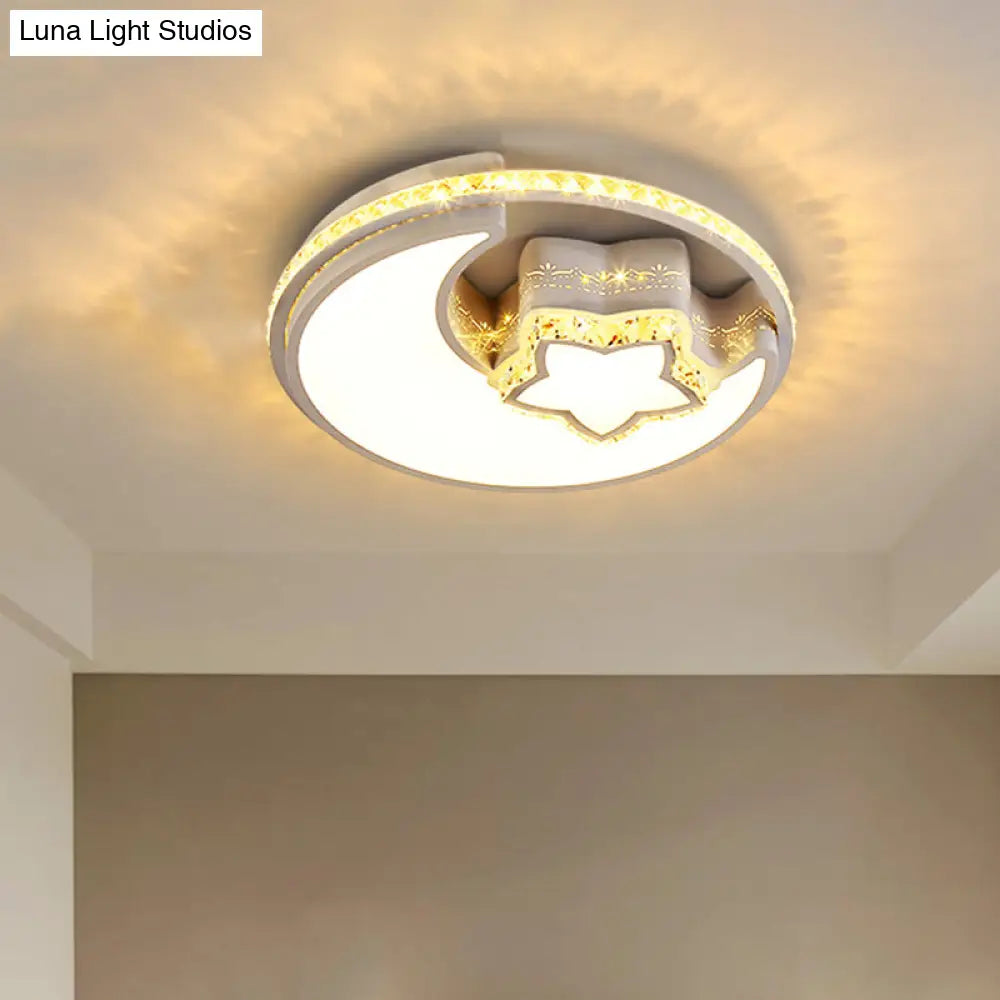 Lámpara de techo LED DecorBites™ Chrome Crystal con diseño de flor/luna Simplicity