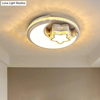 Lámpara de techo LED DecorBites™ Chrome Crystal con diseño de flor/luna Simplicity