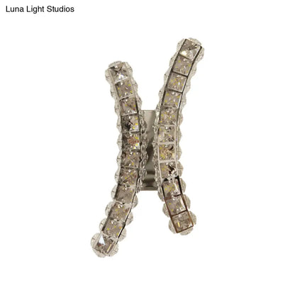 DecorBites™ Chrome Curvy Crystal Prism Wall Sconce LED Light for Living Room