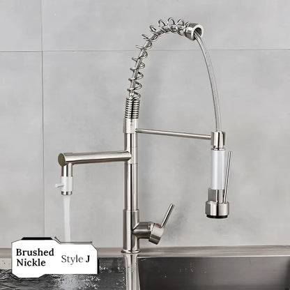 Brushed nickel decorbites kitchen faucet with flexible coiled gooseneck spout and pull down spray head chrome decorbites kitchen faucet