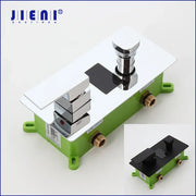 Chrome digital shower mixer valve control panel with chrome finish brass fittings and green plastic base wall mount assembly