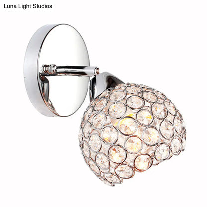 DecorBites™ Chrome Dome Crystal Wall Sconce with 1 Light - Elegant Lighting for Living Room