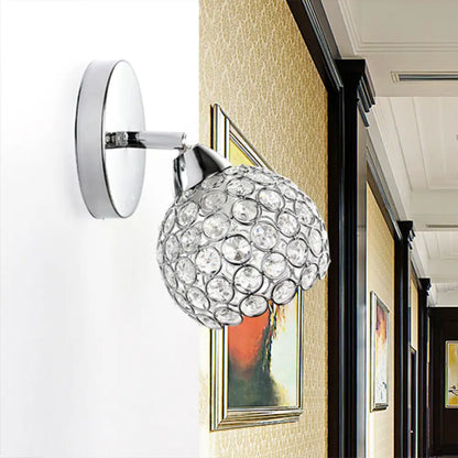 DecorBites™ Chrome Dome Crystal Wall Sconce with 1 Light - Elegant Lighting for Living Room