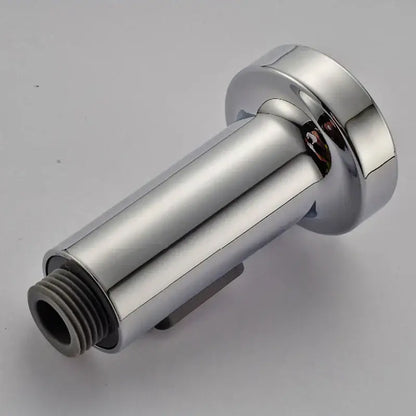 Chrome-finished decorbites dual function kitchen sprayer head with sleek cylindrical design and threaded connection