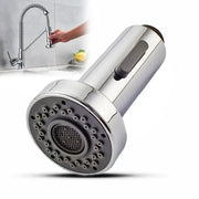 Chrome finished DecorBites dual function kitchen sprayer head with textured multi-hole spray face and black trigger button