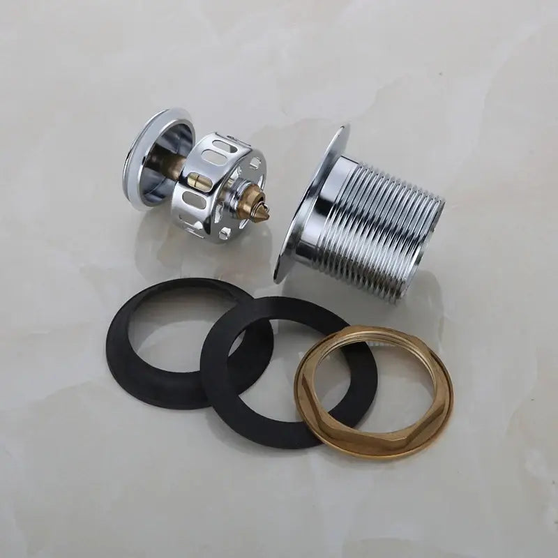 Chrome finished copper foot push bathtub drain pipe with brass overflow valve and black rubber gaskets for decorbites copper tub