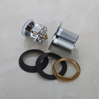 Chrome finished copper foot push bathtub drain pipe with brass overflow valve and black rubber gaskets for decorbites copper tub