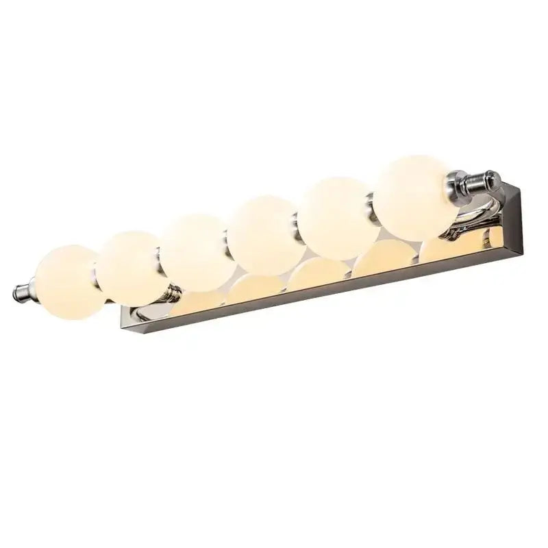 Chrome five globe bubble ball mirror wall sconces bathroom light with frosted glass globe bulbs in chrome finish