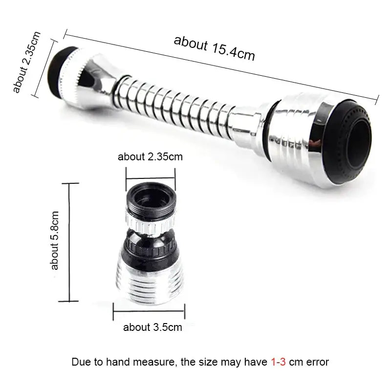 Chrome flexible kitchen faucet extension tube in silver and black with spiral design and rubber seals for decorbites kitchen faucet