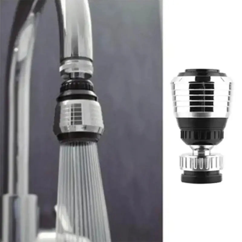 Chrome and black multifunctional kitchen faucet spray nozzle with ridged design for adjustable flow and extension tube by decorbites