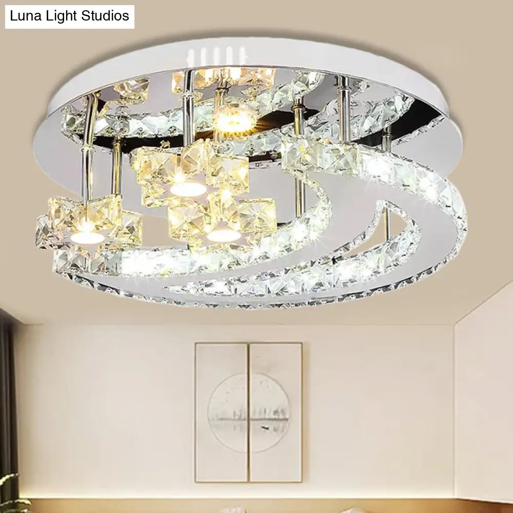 DecorBites™ Chrome Flush Mount Light with Moon & Starry Metal LED Ceiling Lamp – Luxurious Bedroom Lighting