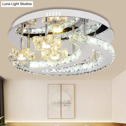 DecorBites™ Chrome Flush Mount Light with Moon & Starry Metal LED Ceiling Lamp – Luxurious Bedroom Lighting