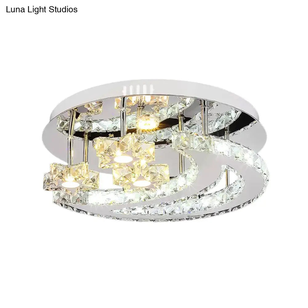 DecorBites™ Chrome Flush Mount Light with Moon & Starry Metal LED Ceiling Lamp – Luxurious Bedroom Lighting
