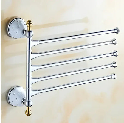 Chrome finished extendable towel rack with brass accents from decorbites bathroom hardware set for elegant bathroom decorbites bathroom hardware