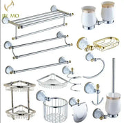 Jie mo chrome and gold ceramic bathroom hardware set with white ceramic accents for decorbites bathroom hardware