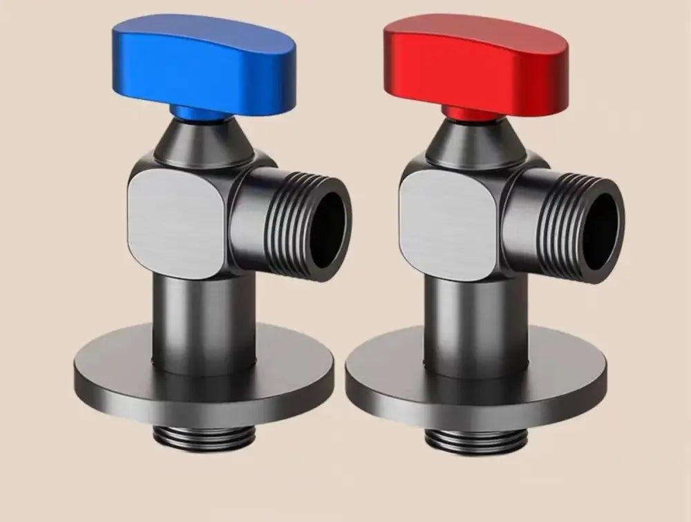 Chrome gray brass angle valve with blue and red valve handles for bathroom water control tap decorbites brass angle valve