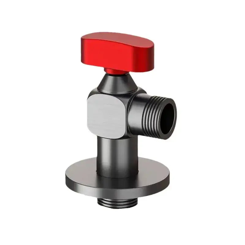 Chrome gray brass angle valve bathroom water control tap with red handles matte black and brushed stainless steel finish