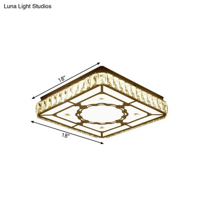DecorBites™ Chrome LED Crystal Block Ceiling Flush Lamp for Modern Living Room